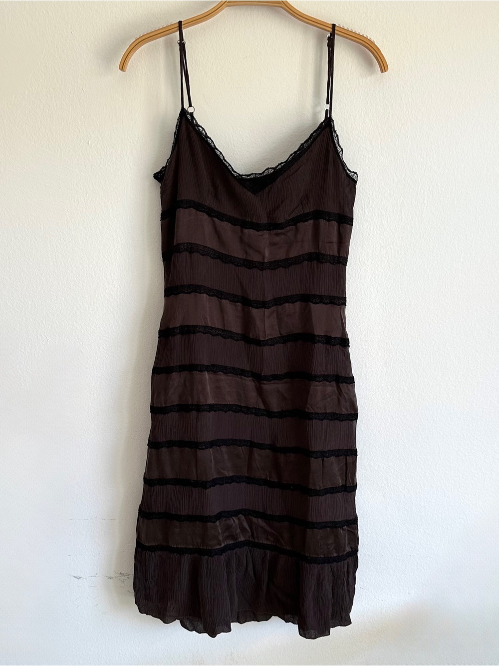 Vintage SportMax Code Dress Silk Brown Tiered Patchwork Fairy Whimsigoth Slip 8